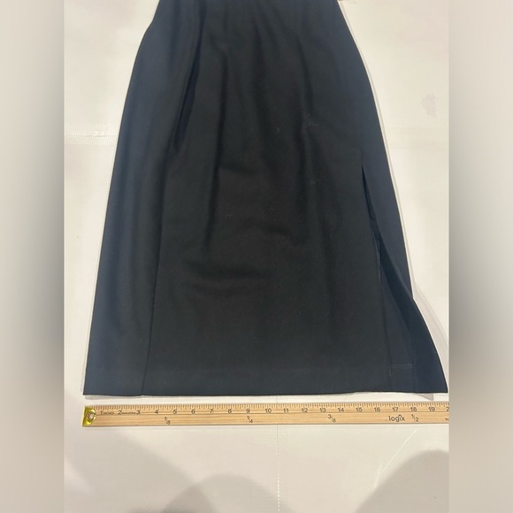 Isaac Hazan Midi Skirt Wool Women’s 10 Black Side Slit Zipper Button - Picture 11 of 12